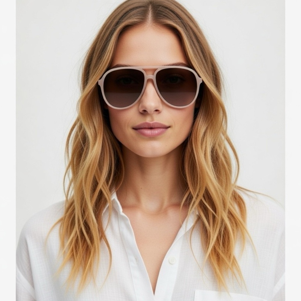 Pink Retro Polarized Aviator Sunglasses - Picture 1 of 3